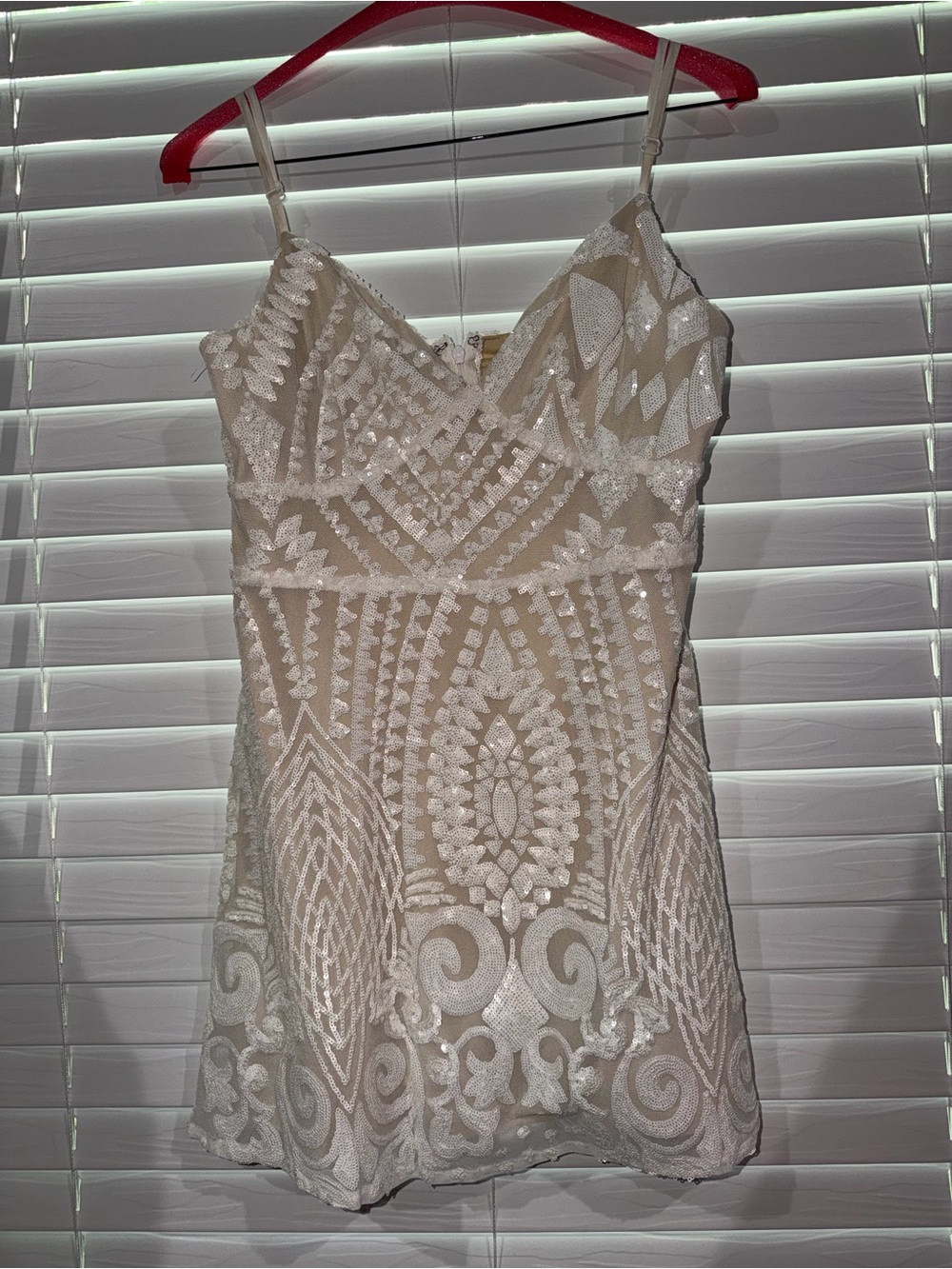 superdown White Lace Mini Dress with Nude Lining